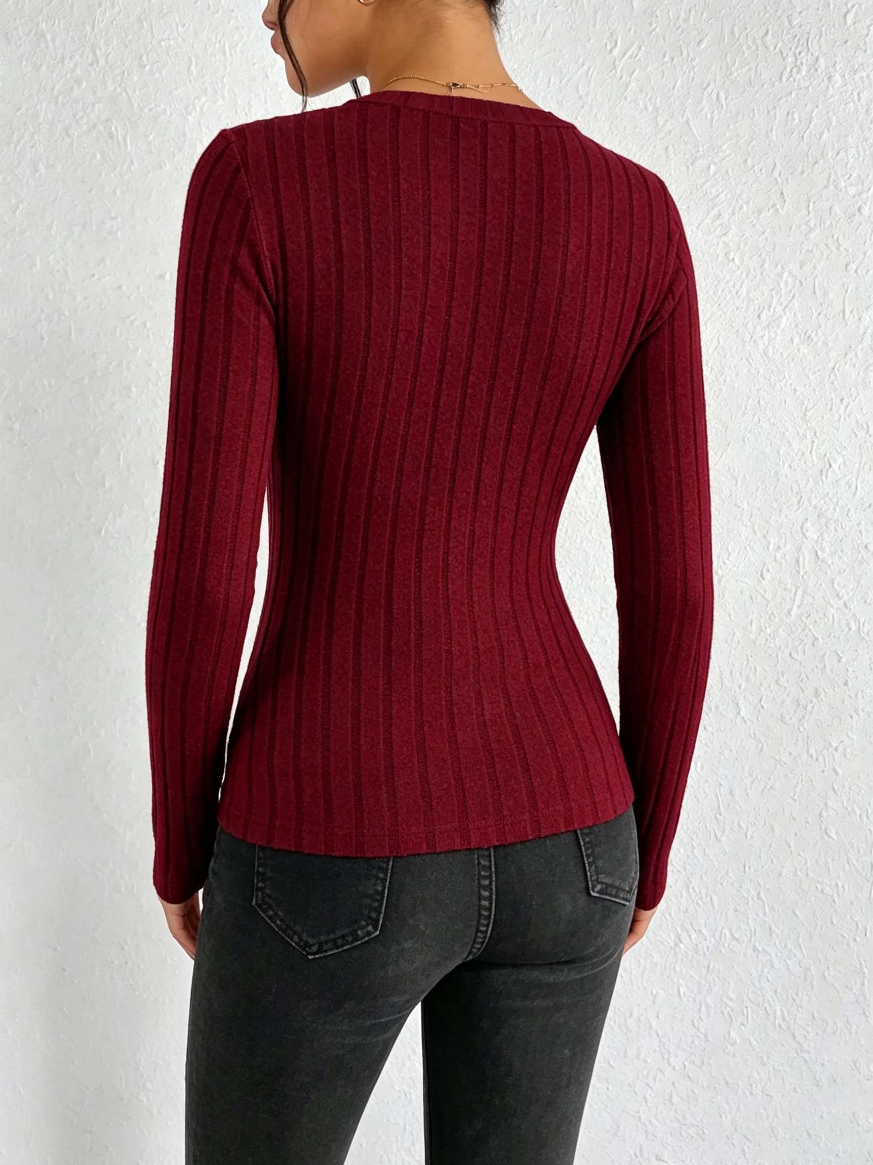 Women Solid V‑Neck Ribbed Knit - Golf Tees 评论和价格